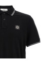 Logo patch polo shirt Black-grey