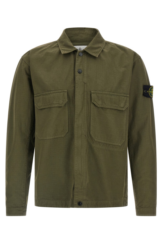 Raw cotton overshirt Green