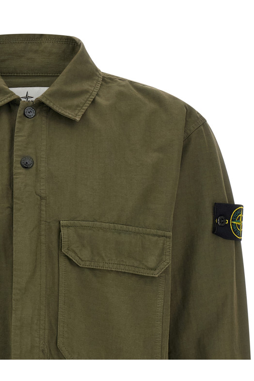 Raw cotton overshirt Green