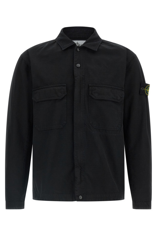 Raw cotton overshirt Black
