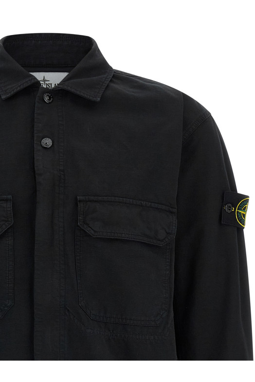 Raw cotton overshirt Black