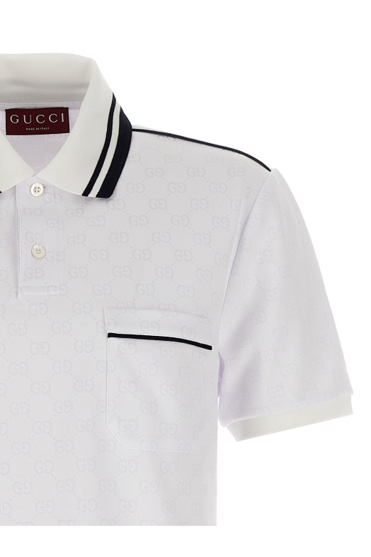 GG жаккардовая рубашка-поло Белая GUCCI 806242XJG5Q9000