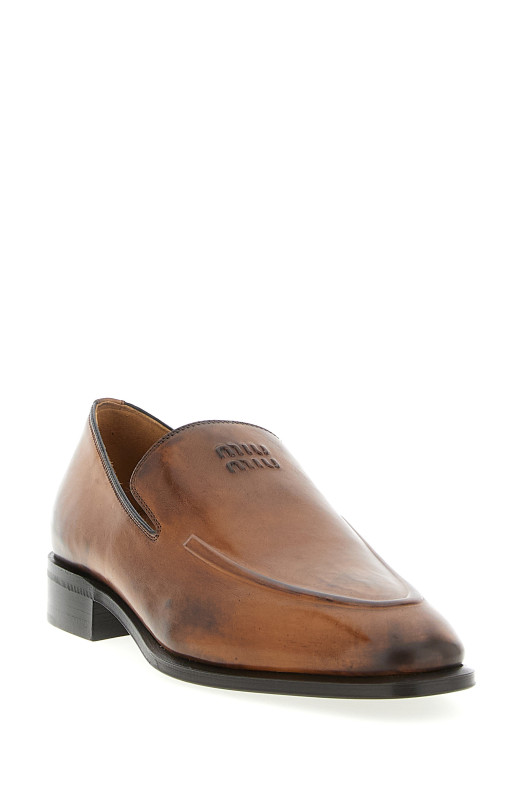 Кожаные мокасины Коричневые MIU MIU 5D545EFA020537F0046
