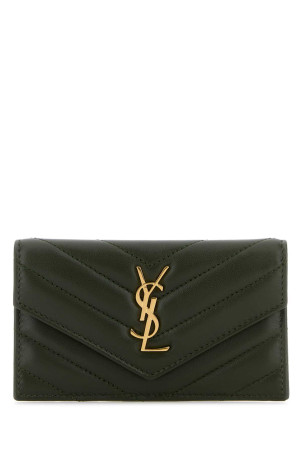 Карточный держатель Cassandre бутылочно-зеленого цвета SAINT LAURENT (612808AAA44)