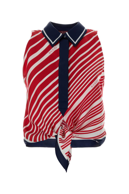 Шелковый рубашка с принтом GUCCI (835648Z7ASW)