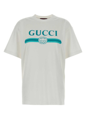 Белая хлопковая футболка GUCCI (837959XJHGY)