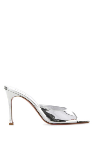 Silver leather Alexa mules AMINA MUADDI (ALEXASLIPPER)