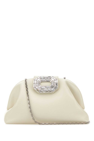 Клатч Camelia из кожи наппа цвета слоновой кости AMINA MUADDI (CAMELIA)