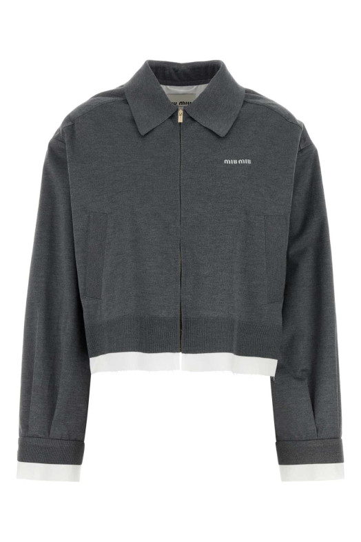 Dark grey silk blend sweatshirt MIU MIU (ML1131SOOO15Q9)