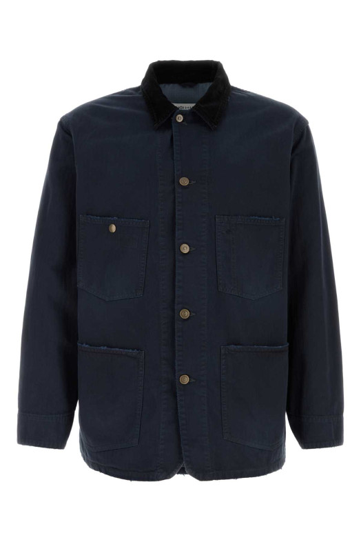 Хлопковая куртка темно-синего цвета MAISON MARGIELA (S50AM0646M30024)