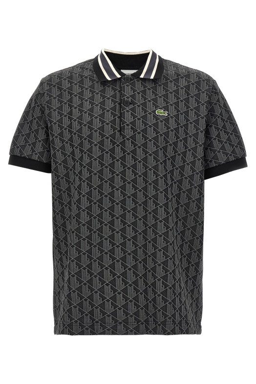 Jacquard monogram polo shirt Black