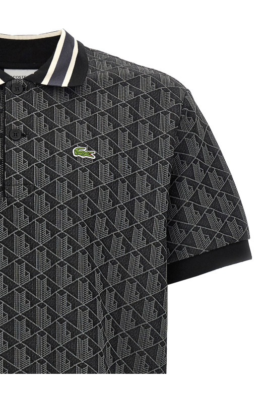 Jacquard monogram polo shirt Black