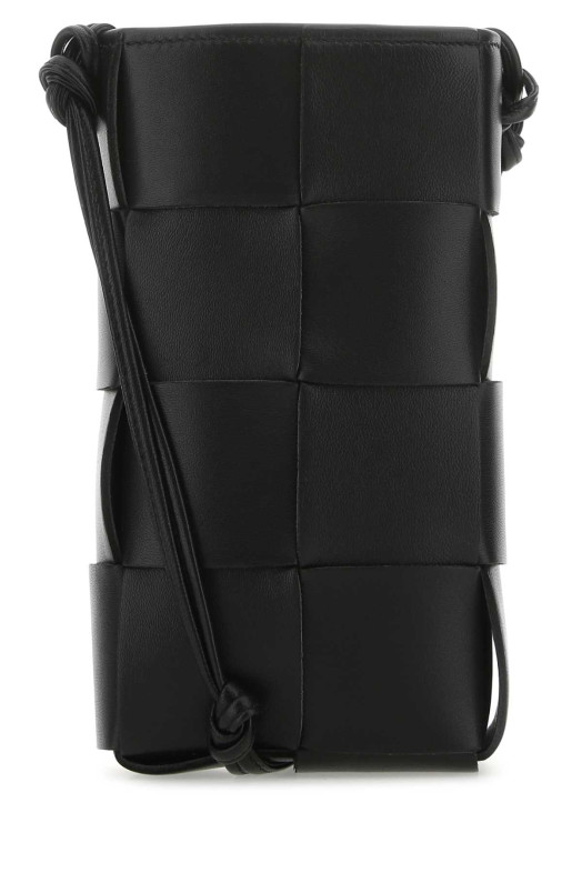 Black leather phone case Black BOTTEGA VENETA (730541VCQC4)