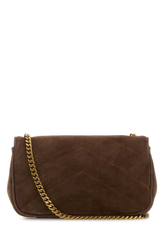 Коричневая замшевая мини-сумка LouLou через плечо SAINT LAURENT (8217491U827)