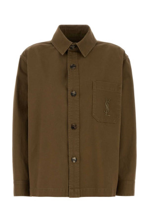 Brown cotton blend shirt SAINT LAURENT (852696Y253W)