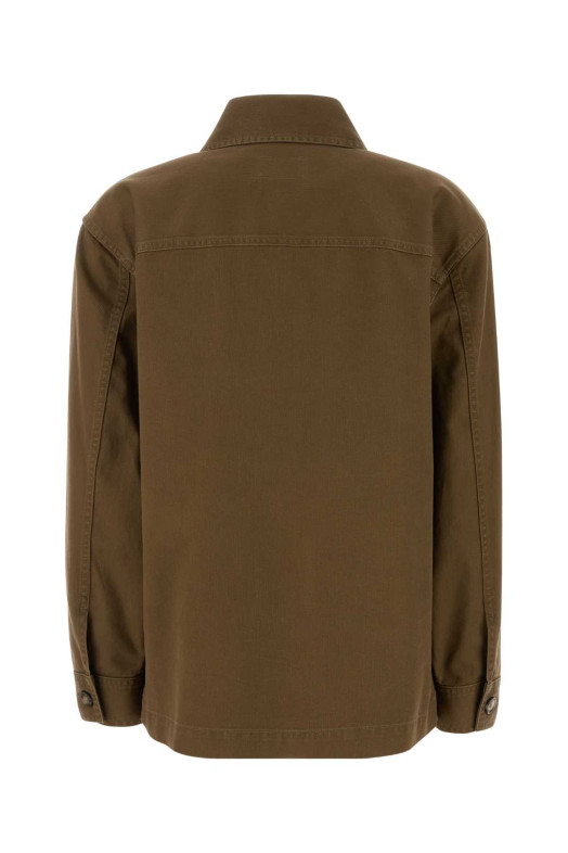 Коричневая рубашка из хлопковой смеси SAINT LAURENT (852696Y253W)