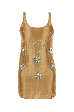 Beige silk Claude mini dress Brown GIMAGUAS (CLAUDESTUDSMINIDRESS)