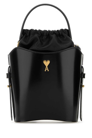 Black leather bucket bag AMI (ULL012AL0139)