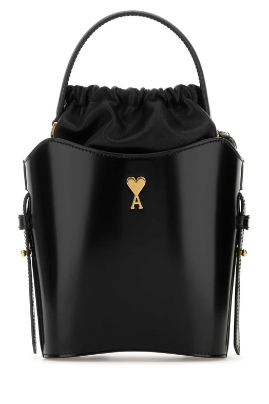 Black leather bucket bag AMI (ULL012AL0139)