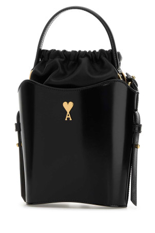 Black leather bucket bag AMI (ULL012AL0139)