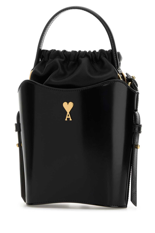 Black leather bucket bag AMI (ULL012AL0139)