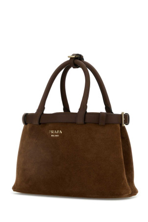 Коричневая замшевая сумка Prada Buckle (1BA4182C4S)