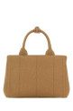 Сумка для покупок из канваса цвета верблюжьей шерсти PRADA (1BG464V8OM2CYA)