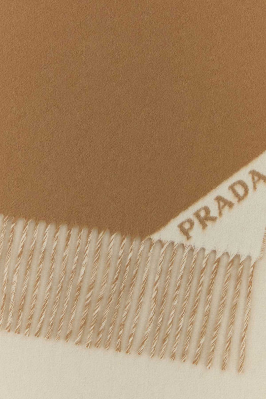 Кашемировый шарф цвета верблюжьей шерсти PRADA (1FS0552COO)