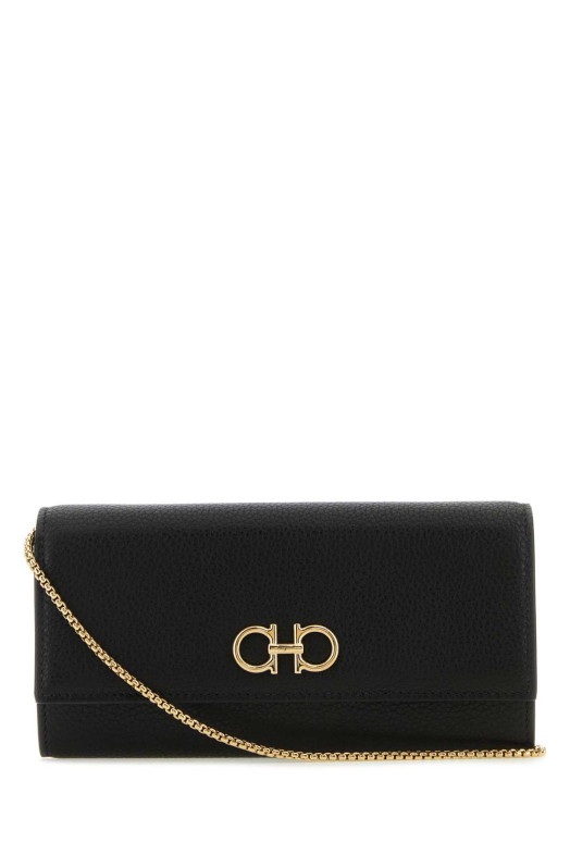 Black leather Gancini wallet Black SALVATORE FERRAGAMO (220636770374)