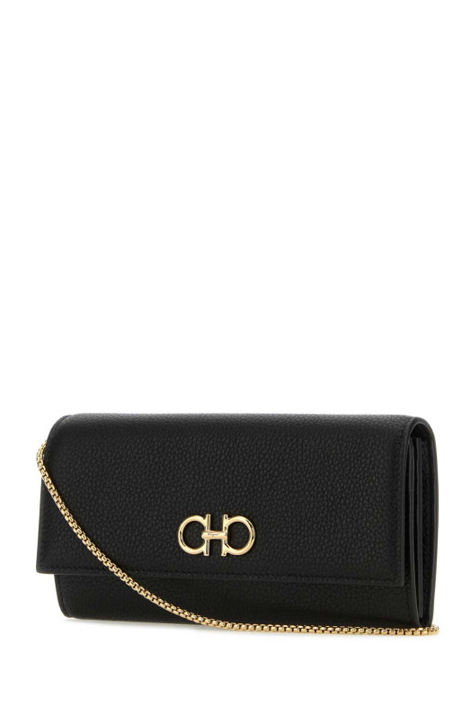 Black leather Gancini wallet Black SALVATORE FERRAGAMO (220636770374)