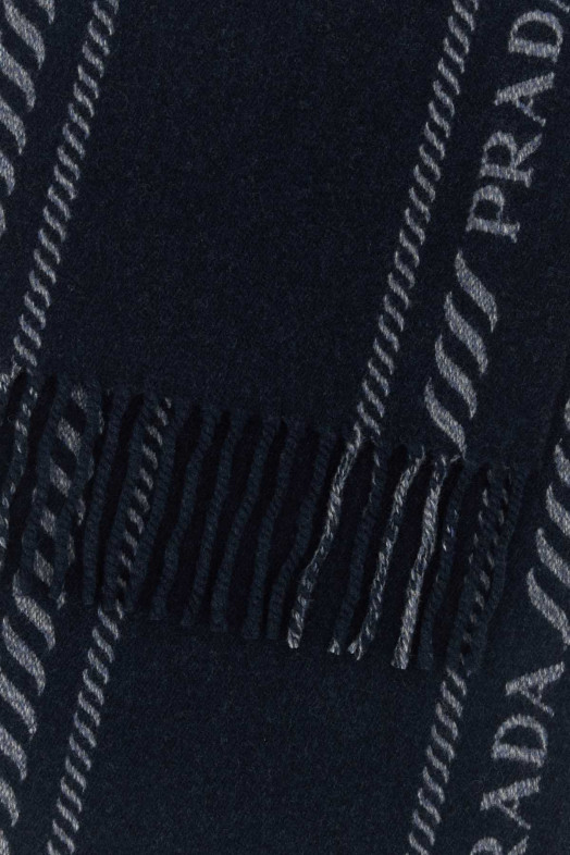 Синий шарф из шерстяной смеси Blue PRADA (2FS1142HJ5)