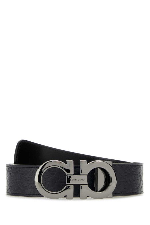 Navy blue leather reversible belt SALVATORE FERRAGAMO (675542735830)