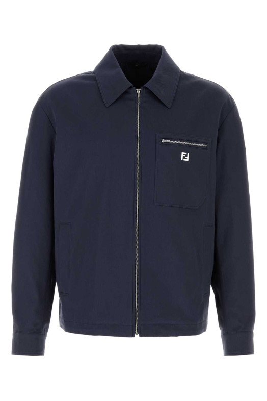Navy blue stretch cotton jacket FENDI (FW1393AUVI)