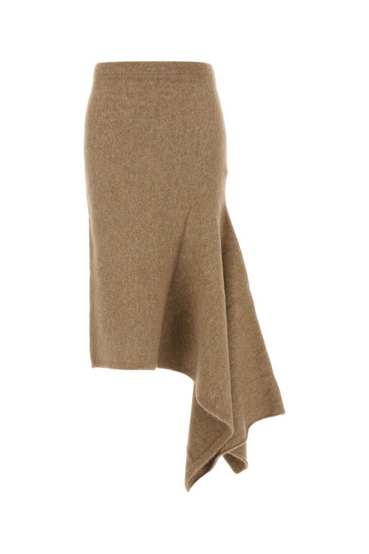 Camel stretch alpaca blend skirt Beige SALVATORE FERRAGAMO (112900777624)