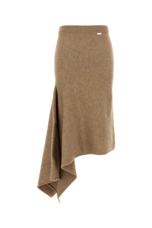 Camel stretch alpaca blend skirt Beige SALVATORE FERRAGAMO (112900777624)