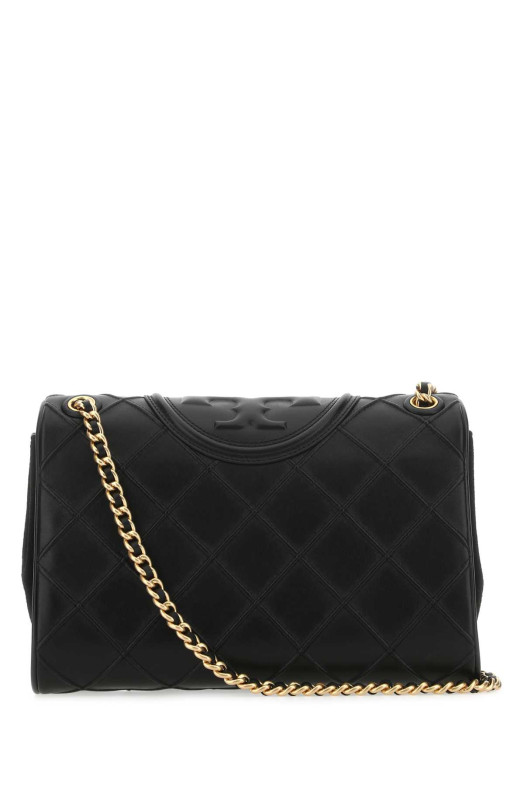 Black leather Fleming shoulder bag TORY BURCH (137301)