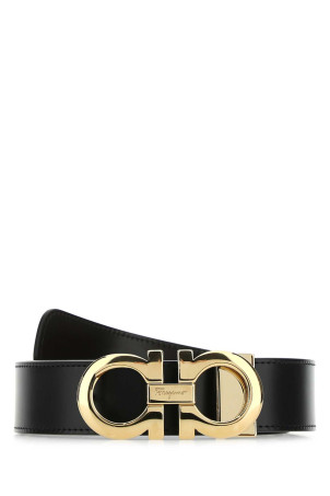Black leather reversible belt Blue SALVATORE FERRAGAMO (675542586940)