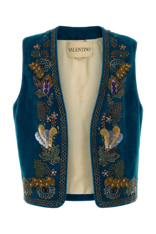 Blue velvet vest VALENTINO GARAVANI (7V0CMB00AM2)