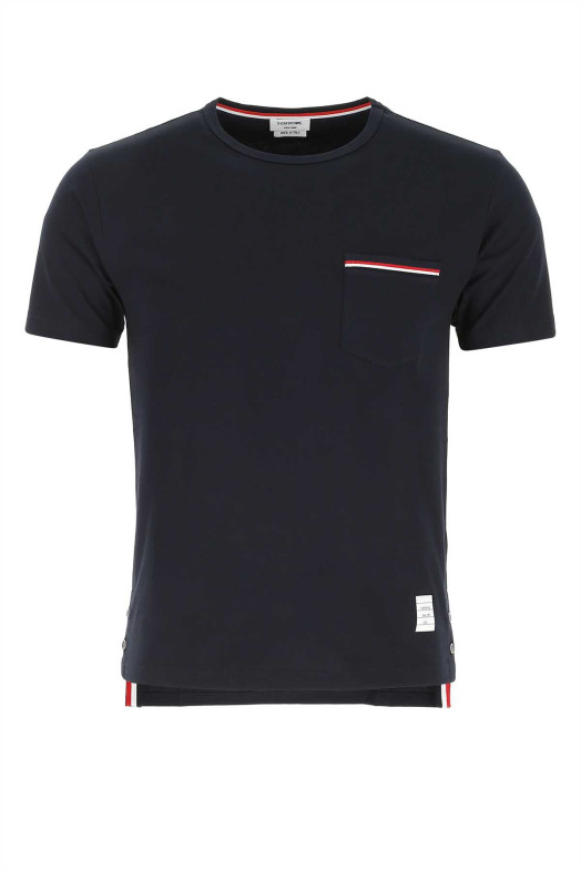 Midnight blue cotton t-shirt Black THOM BROWNE (MJS010A01454)