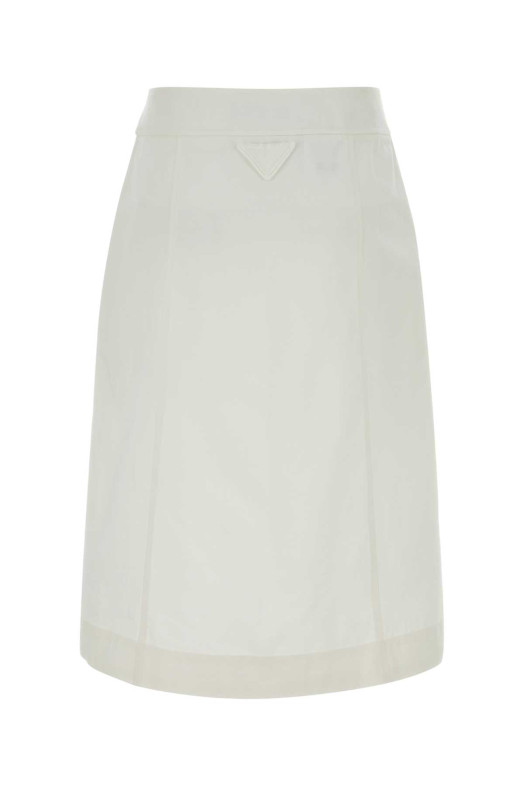 Белая юбка из габардина Черная PRADA (P194WSOOO17LL)