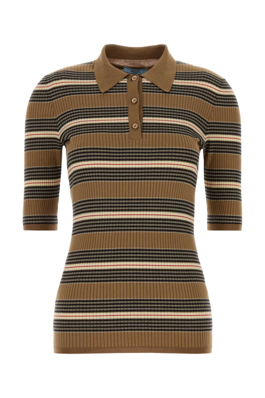 Вышитая рубашка-поло из эластичной хлопковой смеси PRADA (P24R2USOOO17KJ)