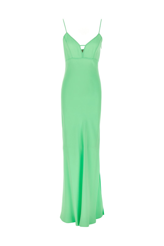 Maxi satin dress Green