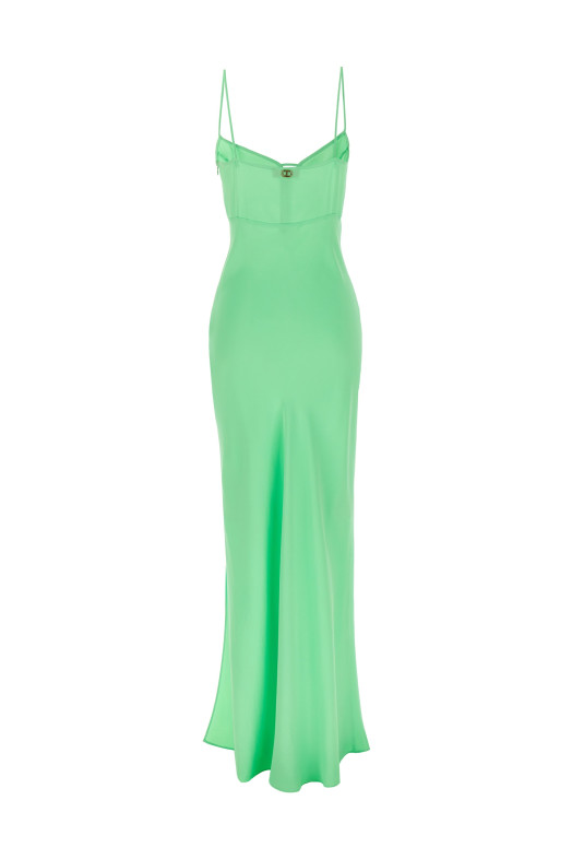 Maxi satin dress Green