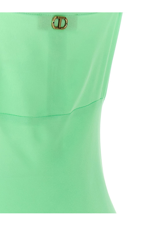 Maxi satin dress Green