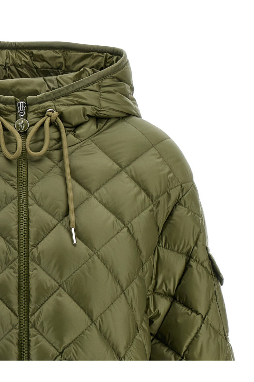 Пуховая куртка с ромбовидной стежкой Зеленая MONCLER K20932F00013595ZZ80T
