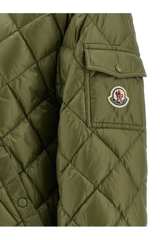 Пуховая куртка с ромбовидной стежкой Зеленая MONCLER K20932F00013595ZZ80T