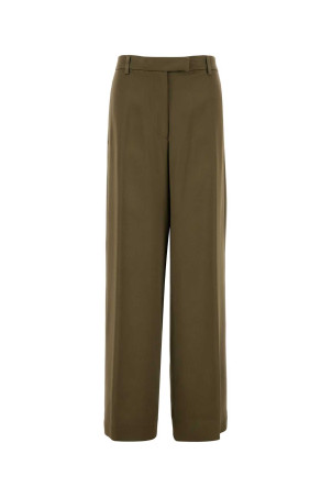 Olive green crepe Penn palazzo pant DRIES VAN NOTEN (2520109462070)