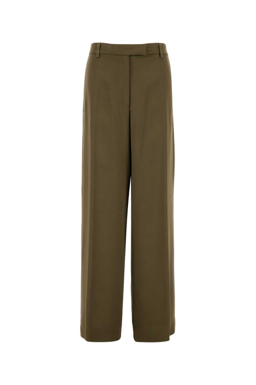 Olive green crepe Penn palazzo pant DRIES VAN NOTEN (2520109462070)