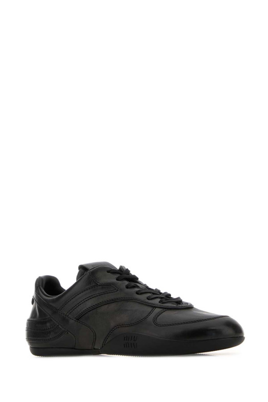 Black leather sneakers Black MIU MIU (5E428EFDD05537)