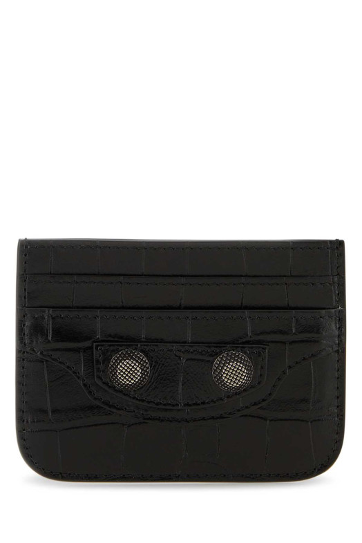 Black leather Le Cagole card holder Black BALENCIAGA (7151932AANA)